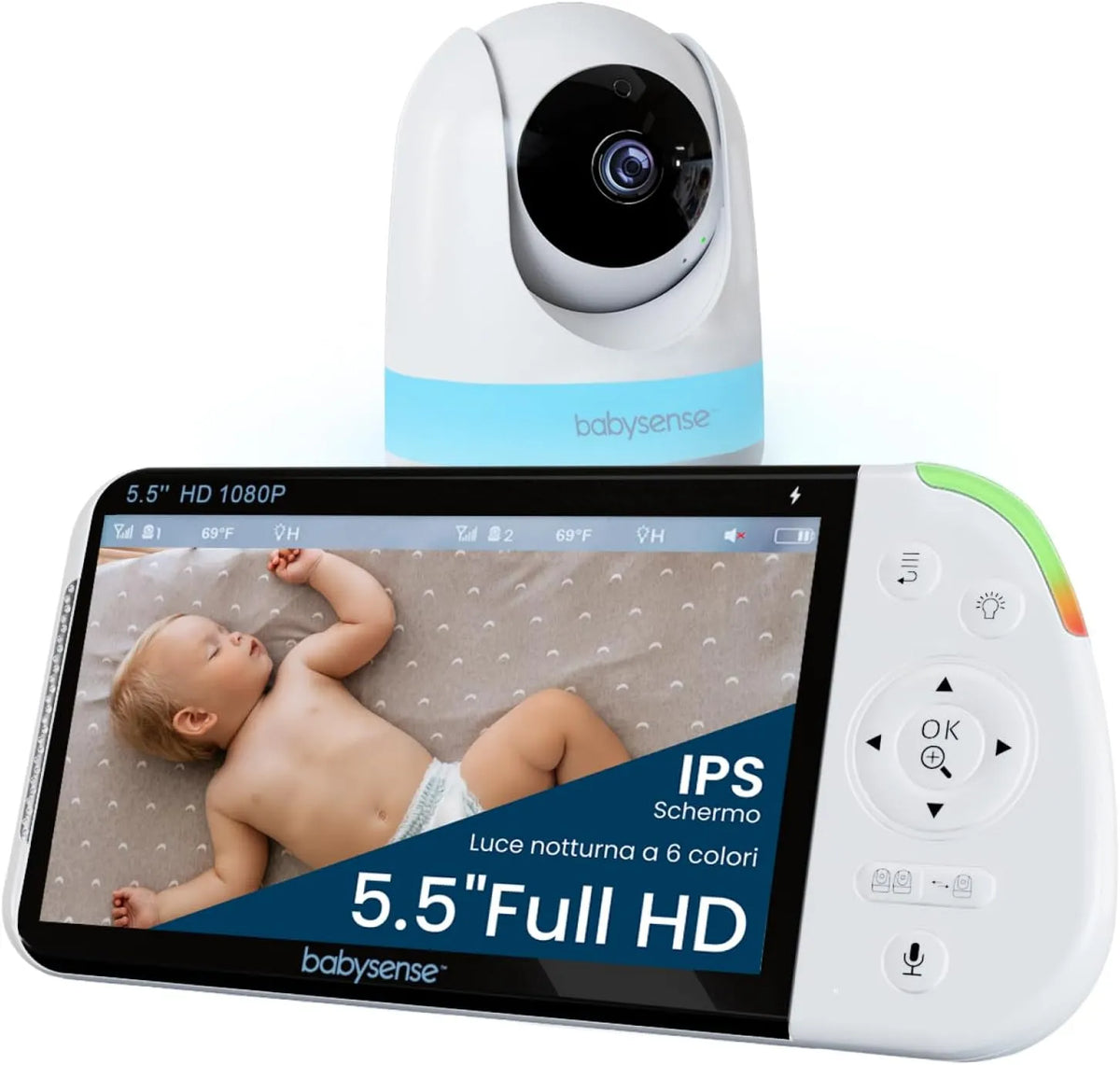 rilevatore, Babyphone, batteria, monitor video per bambini, Wi-Fi, Full HD