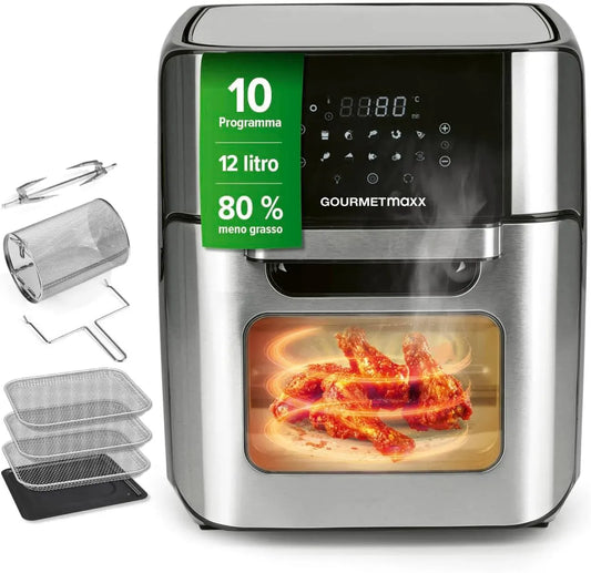 Forno elettrico, 12 L, acciaio inox, GOURMETmaxx Friggitrice digitale ad aria calda 12 L