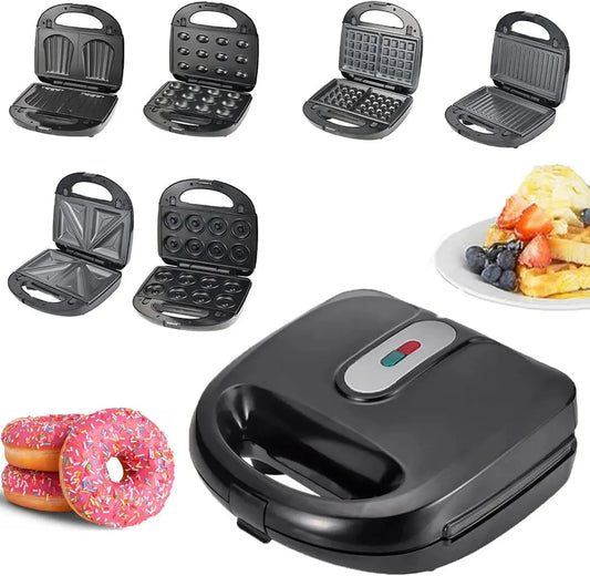 Macchina per ciambelle, 750 W, donut maker, rivestimento antiaderente, rimovibile, termostato intelligente e padella antiaderente rimovibile