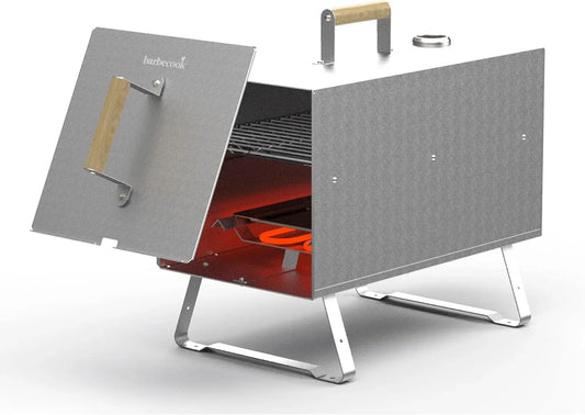barbecue, 26x26x47cm, acciaio inox, per affumicatura a caldo