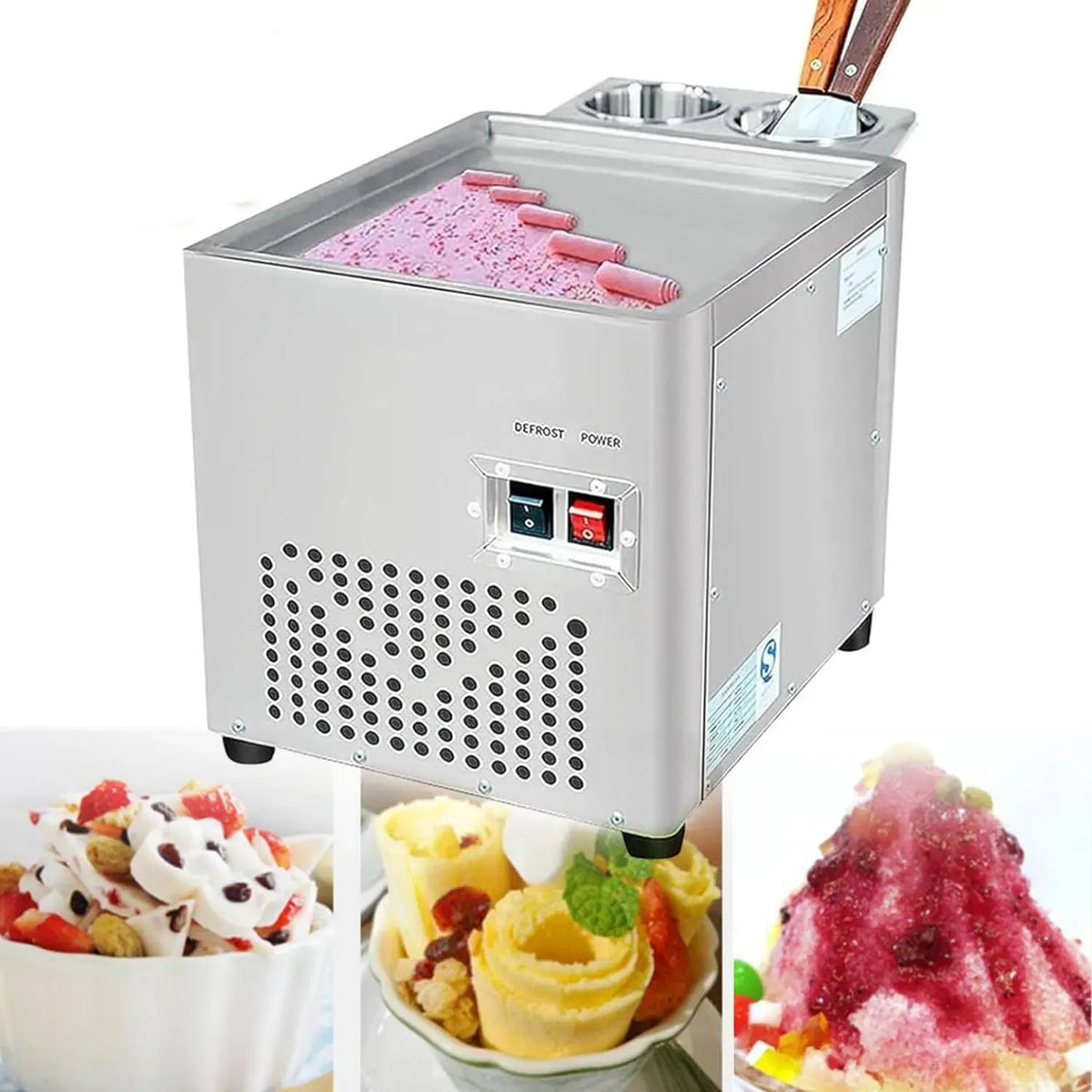 Macchina per Rotoli, macchina per gelato e sorbetto, professionale, acciaio inox, per Rotoli Di Gelato in Acciaio Inox Con 2 Raschiatori