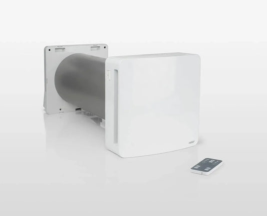 Brezza60 con recupero di energia, Sistema di ventilazione per soggiorno con recupero di calore, per telecomando incluso, discreta ventilazione per