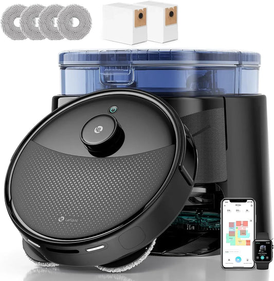 Lefant M3Max 2.4G/5G Robot aspirapolvere, 3.2 L, Wi-Fi, Mop Rotanti 45°C con Asciugatura, Alexa/App, 20000Pa, Auto-Svuotamento 3, Evitamento PSD