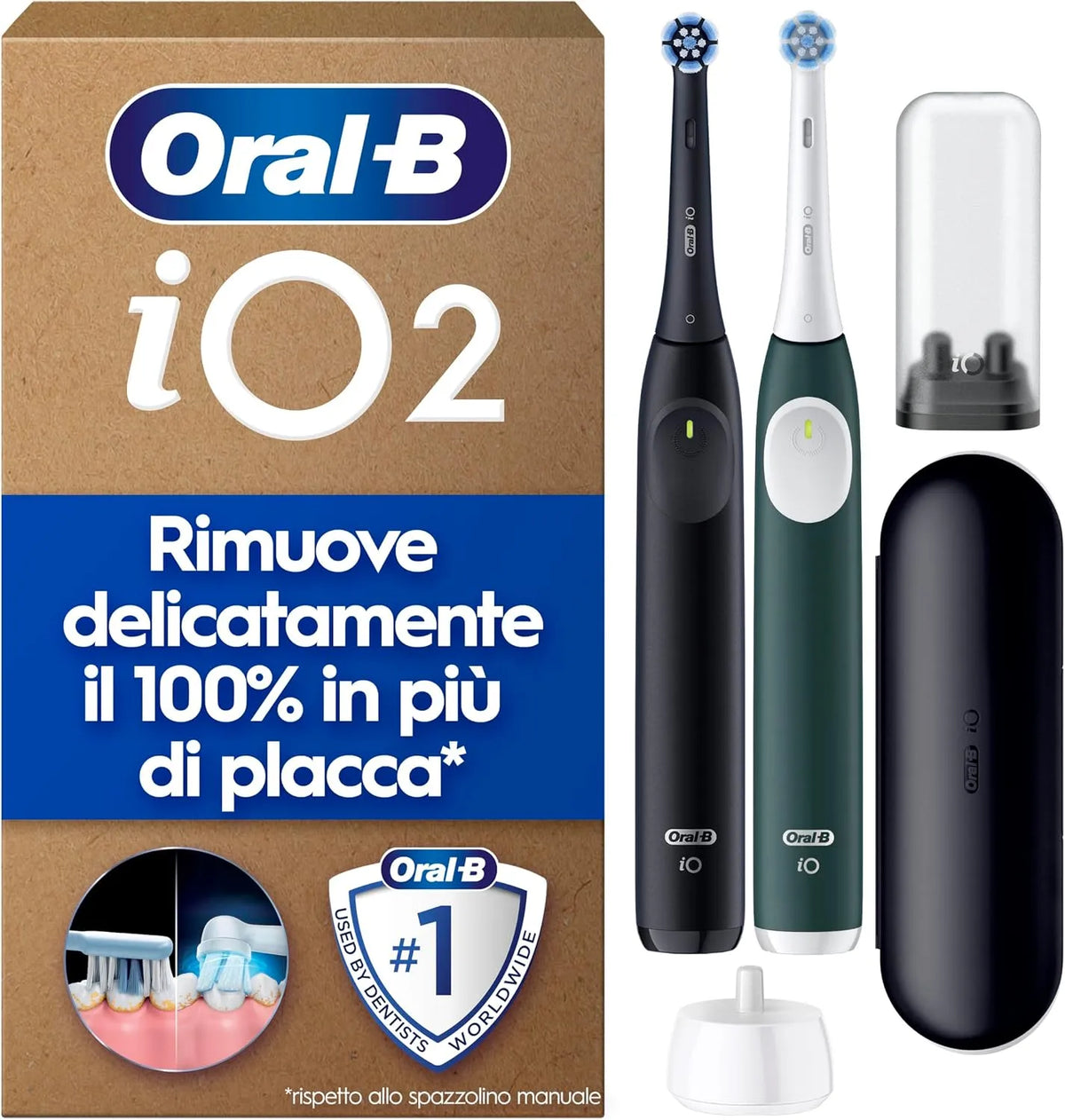 Accessorio per elettrodomestico, nero, Oral-B iO 2, 2 Spazzolini Elettrici