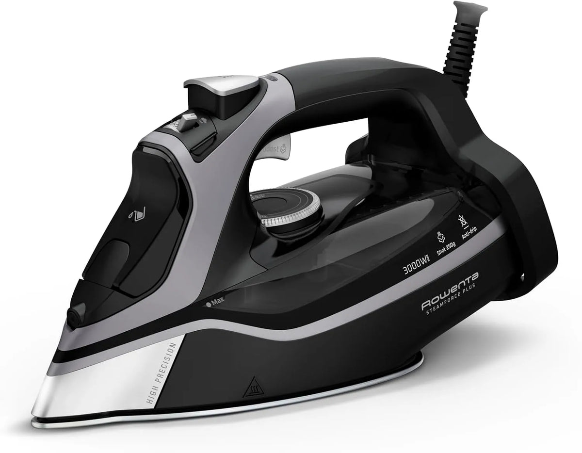 Rowenta DW9410 Antigoccia, SteamForce Ferro da Stiro a Vapore, per Spegnimento Automatico, 3000 W, Erogazione Continua di Vapore da 45 g/min, Getto