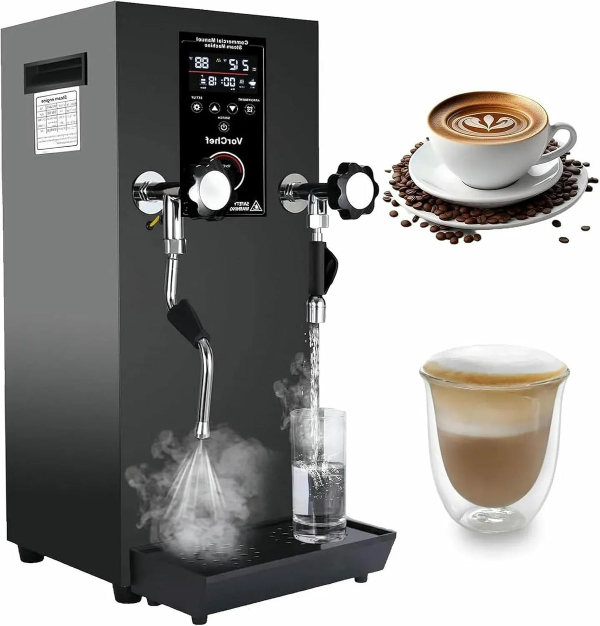Montalatte, cappuccinatore, vapore, professionale, acciaio inox, Negozi di tè al Latte e Bevande Fredde