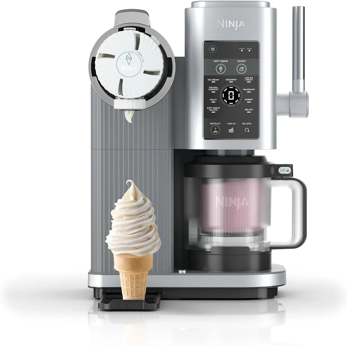 Ninja NC701EU CREAMi Scoop & Swirl, Platino, Gelatiera con 13 Programmi