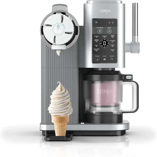 Ninja NC701EU CREAMi Scoop & Swirl, Platino, Gelatiera con 13 Programmi