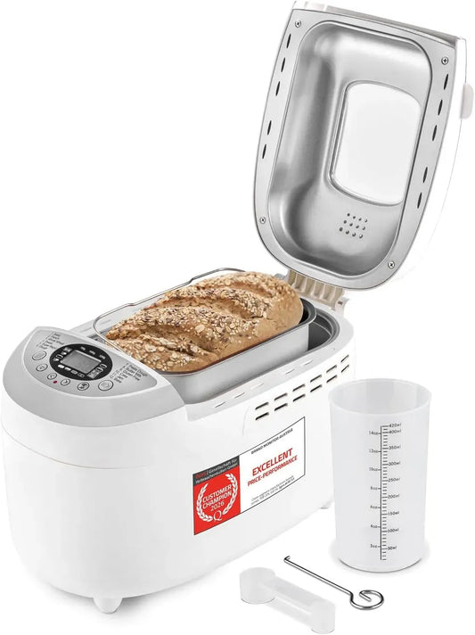 Macchina per il pane, 850 W, 12 programmi, 1250 g, panificatrice, TZS 700-1250g, timer, mantieni caldo, bianco