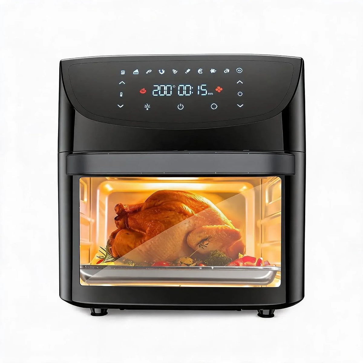 Friggitrice ad aria, 18 L, 1800 W, 10 programmi, touch, nero, Circolazione rapida 360°, Schermo tattile 1800W, Accessori Senza BPA