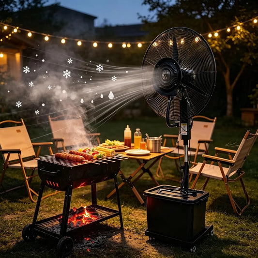 Ventilatore, 71cm, 42 L, Ø 71 cm, esterno, ruote di trasporto, 3 velocità, oscillazione, ampio serbatoio, professionale, ristoranti